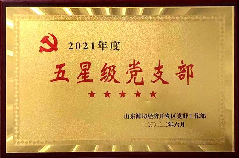 华全集团党支部被山东潍坊经济开发区党群工作部评为2021年度五星级党支部